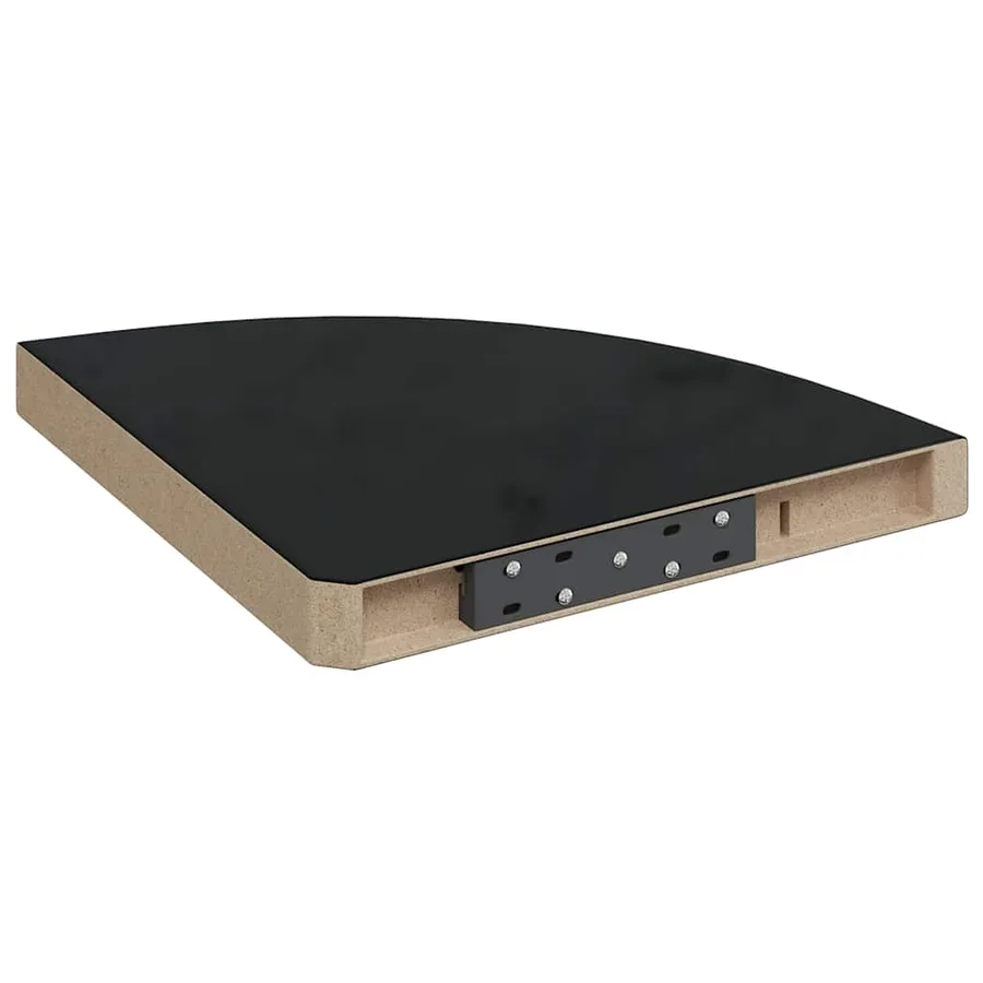 Étagères d'angle flottantes 2pcs noir brillant 35x35x3,8 cm MDF - 8