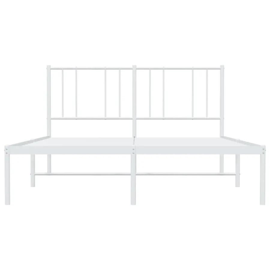 Cadre de lit métal sans matelas et tête de lit blanc 140x190 cm - 6