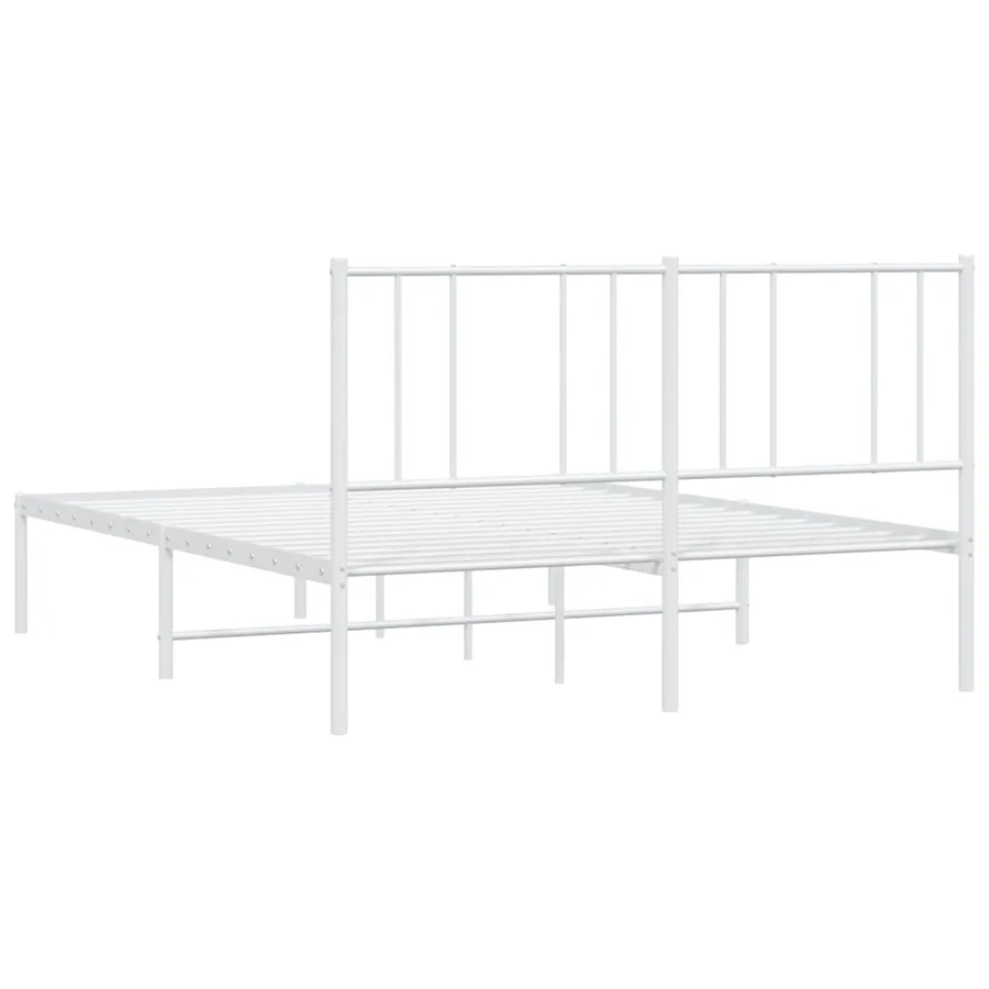 Cadre de lit métal sans matelas et tête de lit blanc 140x190 cm - 8