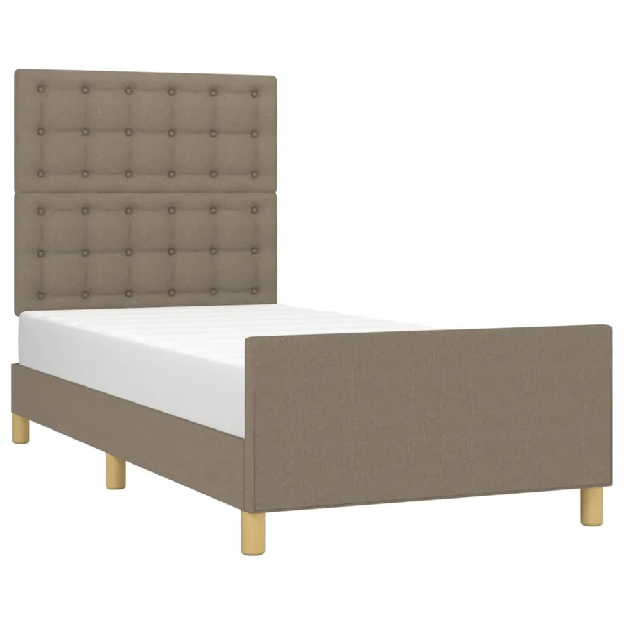 Cadre de lit sans matelas taupe 100x200 cm tissu - 3