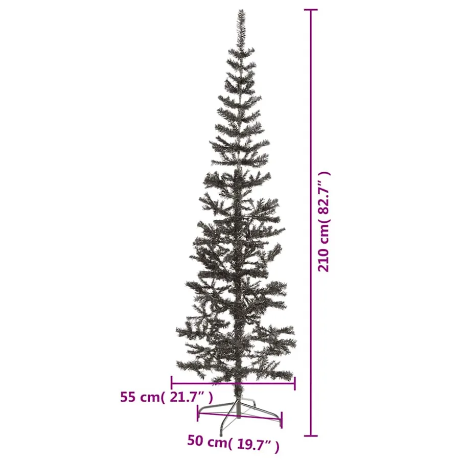 Sapin de Noël étroit Noir 210 cm - 7