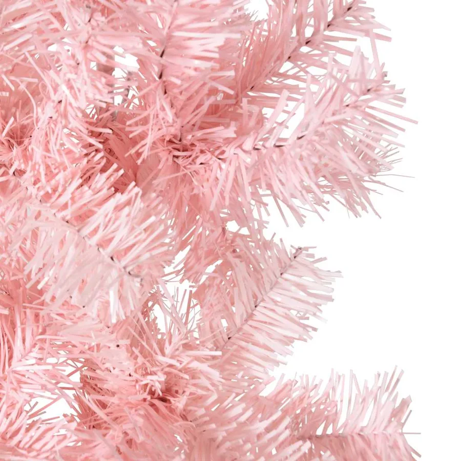 Demi sapin de Noël artificiel mince avec support Rose 120 cm - 8
