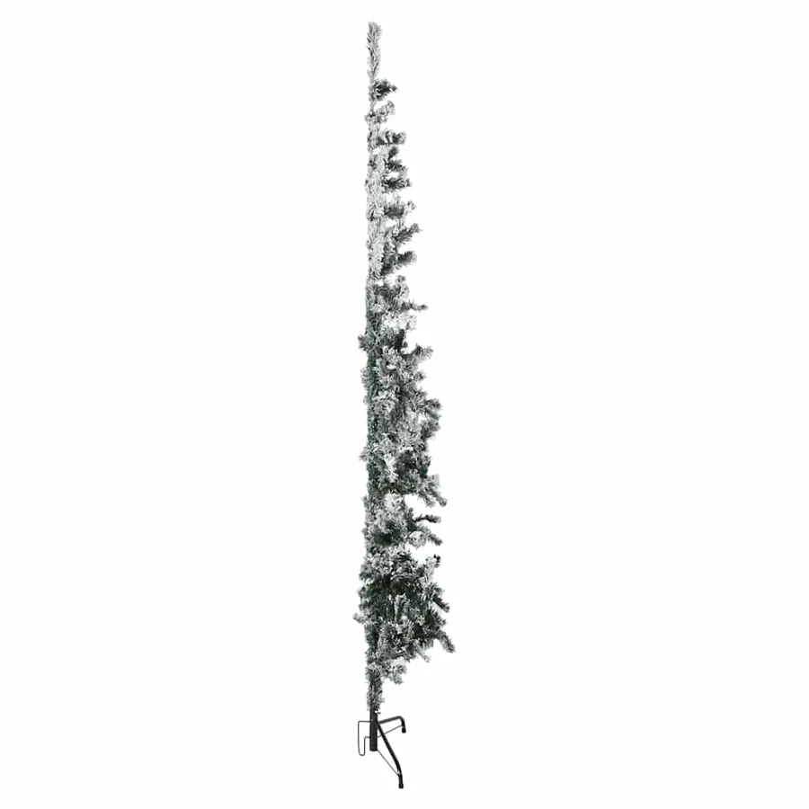 Demi sapin de Noël artificiel mince avec neige floquée 210 cm - 3