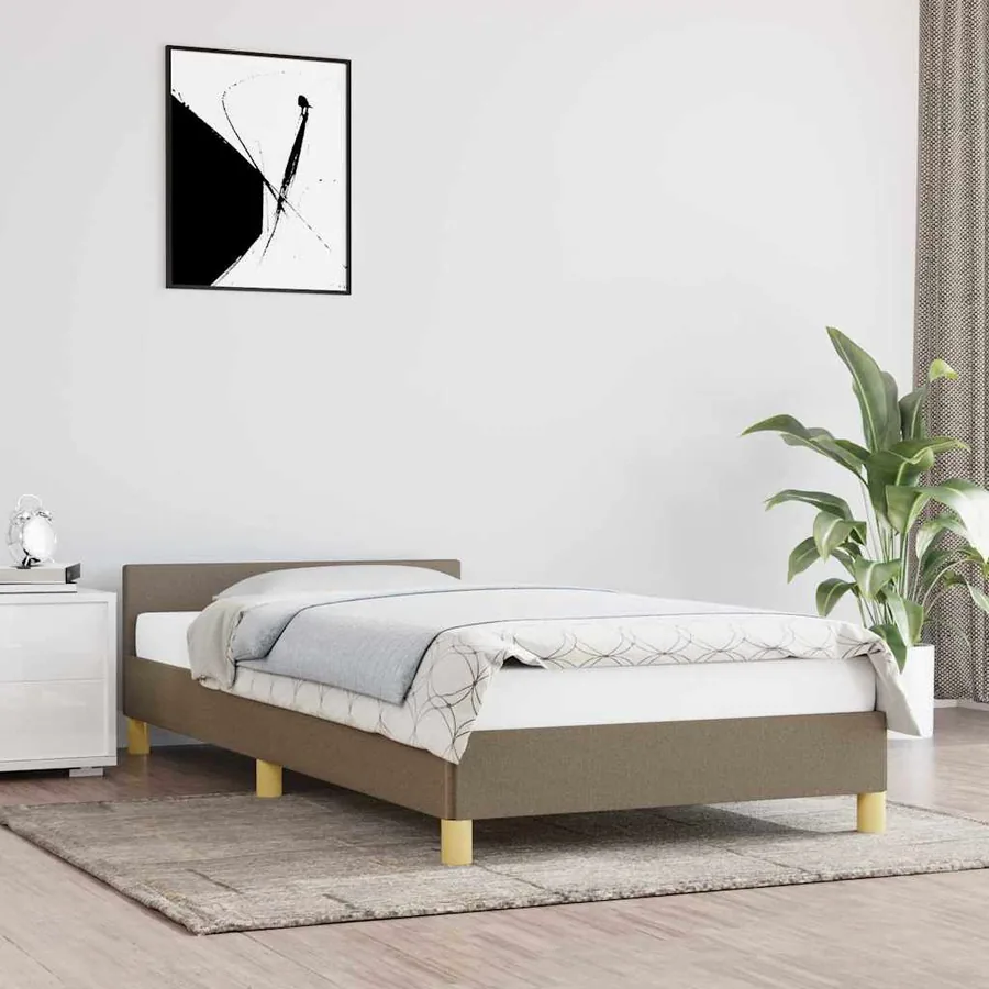 Cadre de lit sans matelas taupe 100x200 cm tissu