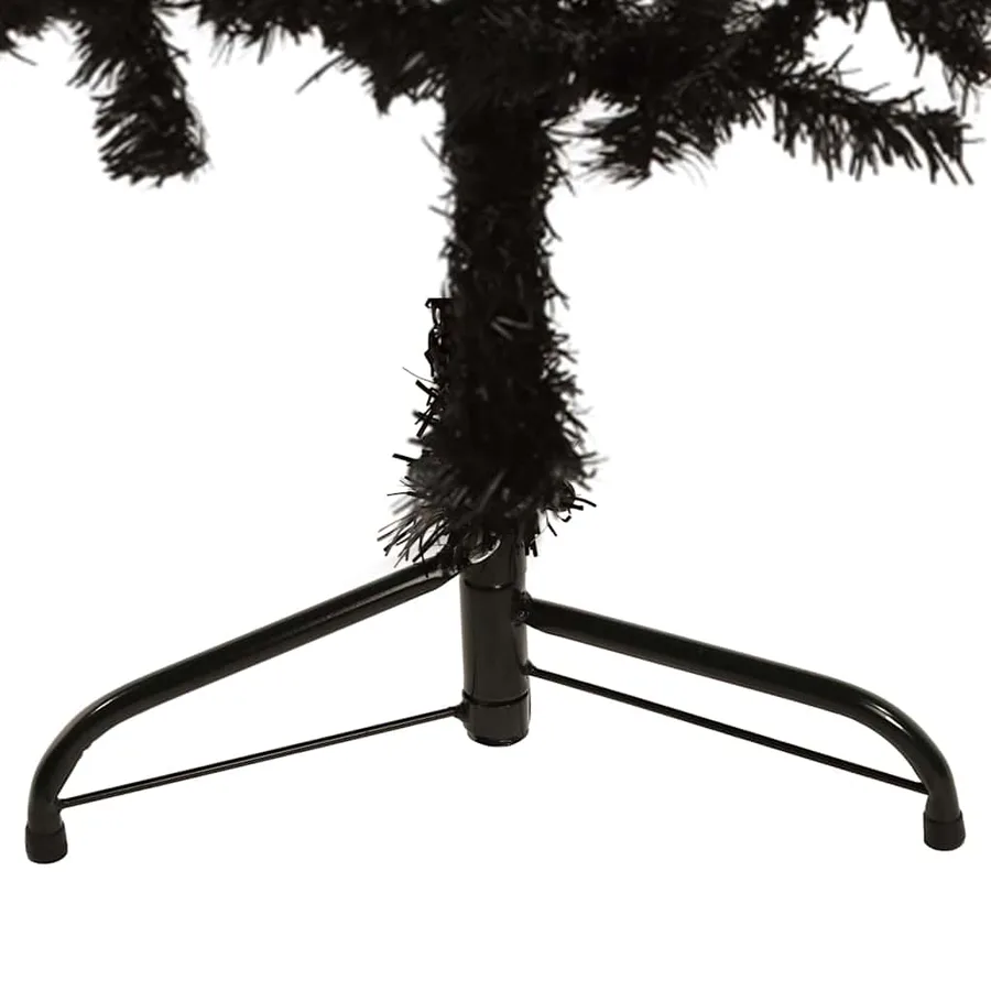 Demi sapin de Noël artificiel mince avec support Noir 120 cm - 6