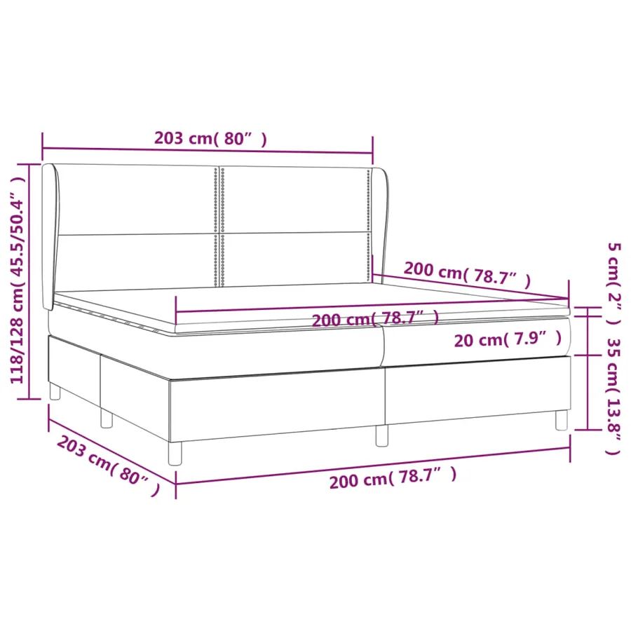 Sommier à lattes de lit avec matelas Rose 200x200 cm Velours - 7