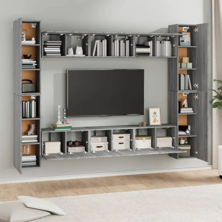 Ensemble de meubles TV 10 pcs Sonoma gris Bois d'ingénierie - 3