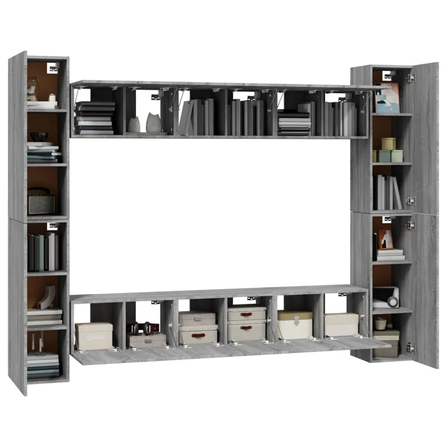 Ensemble de meubles TV 10 pcs Sonoma gris Bois d'ingénierie - 4