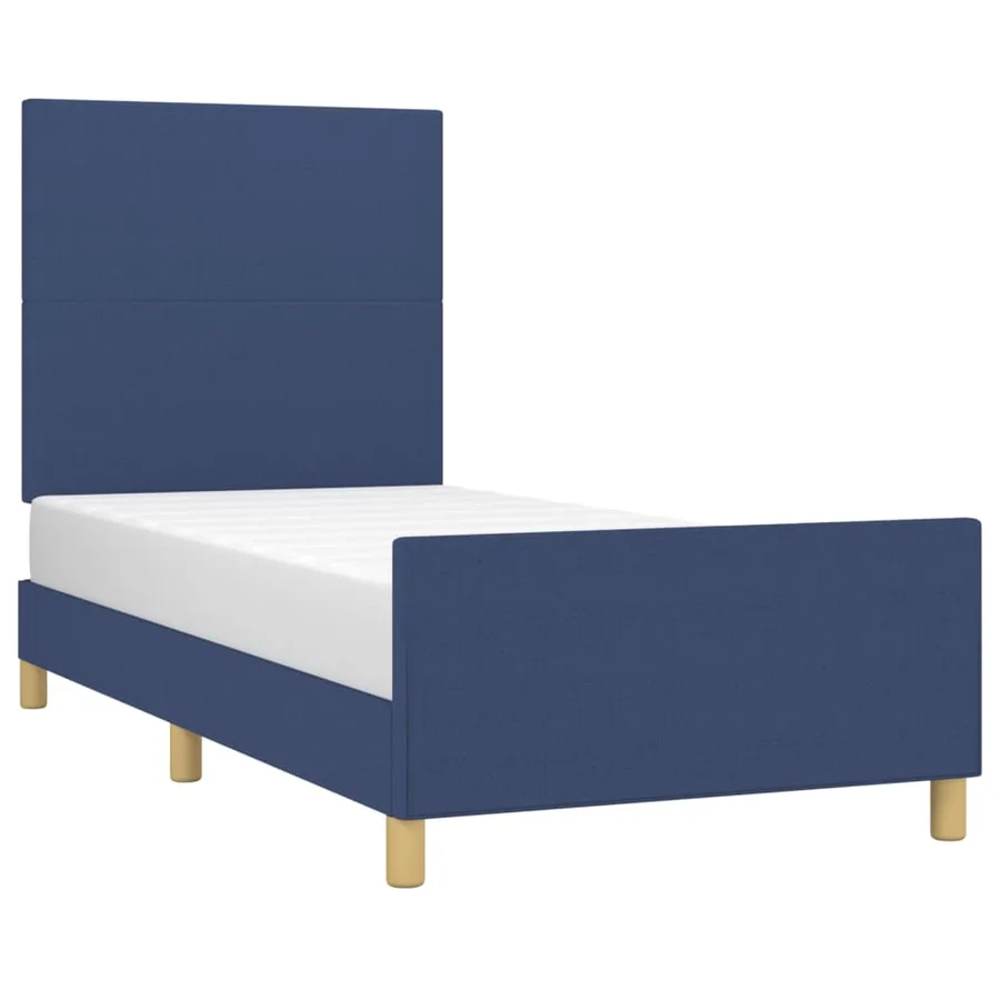 Cadre de lit sans matelas bleu 100x200 cm tissu - 3