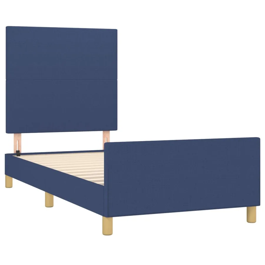 Cadre de lit sans matelas bleu 100x200 cm tissu - 4