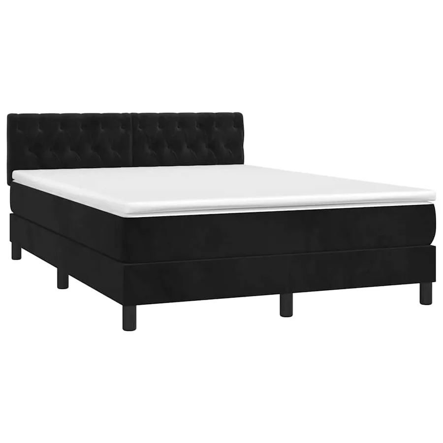 Sommier à lattes de lit avec matelas et LED Noir 140x200 cm - 3