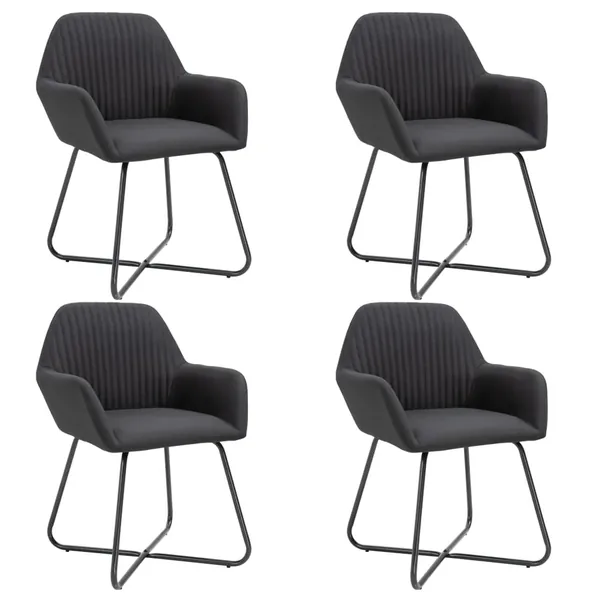 Chaises à manger lot de 4 noir tissu
