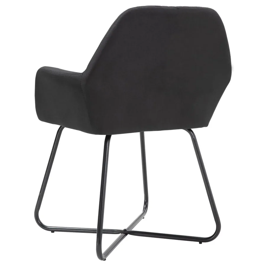 Chaises à manger lot de 4 noir tissu - 5