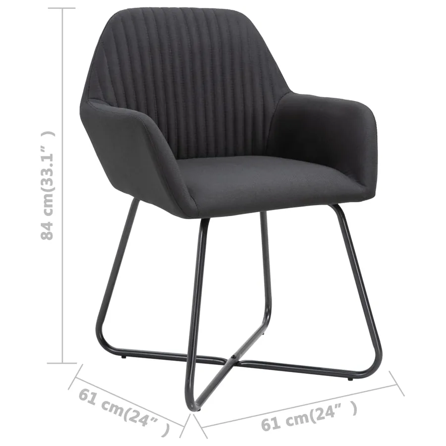 Chaises à manger lot de 4 noir tissu - 8