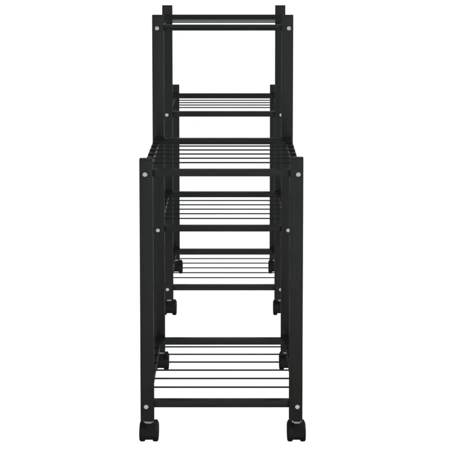 Jardinière avec roues 83x25x63,5 cm Noir Fer - 4