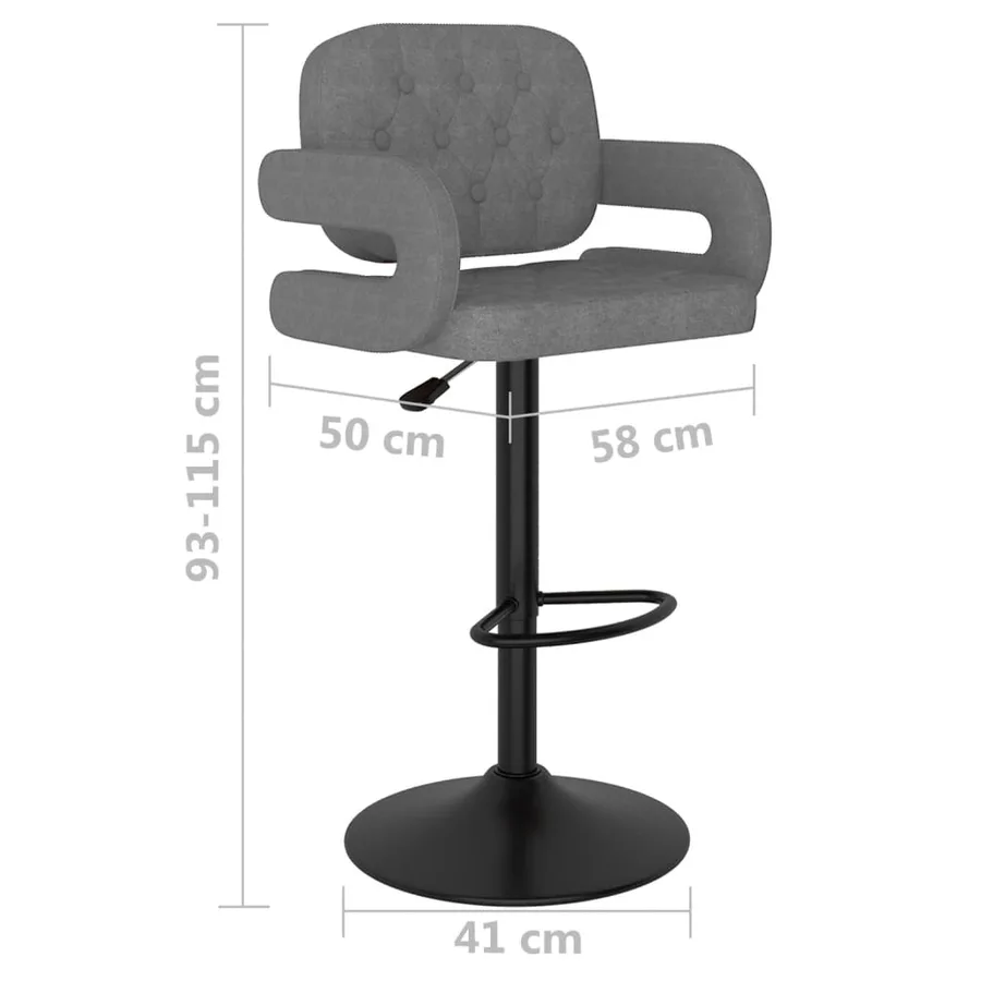 Tabourets de bar lot de 2 gris clair tissu - 10