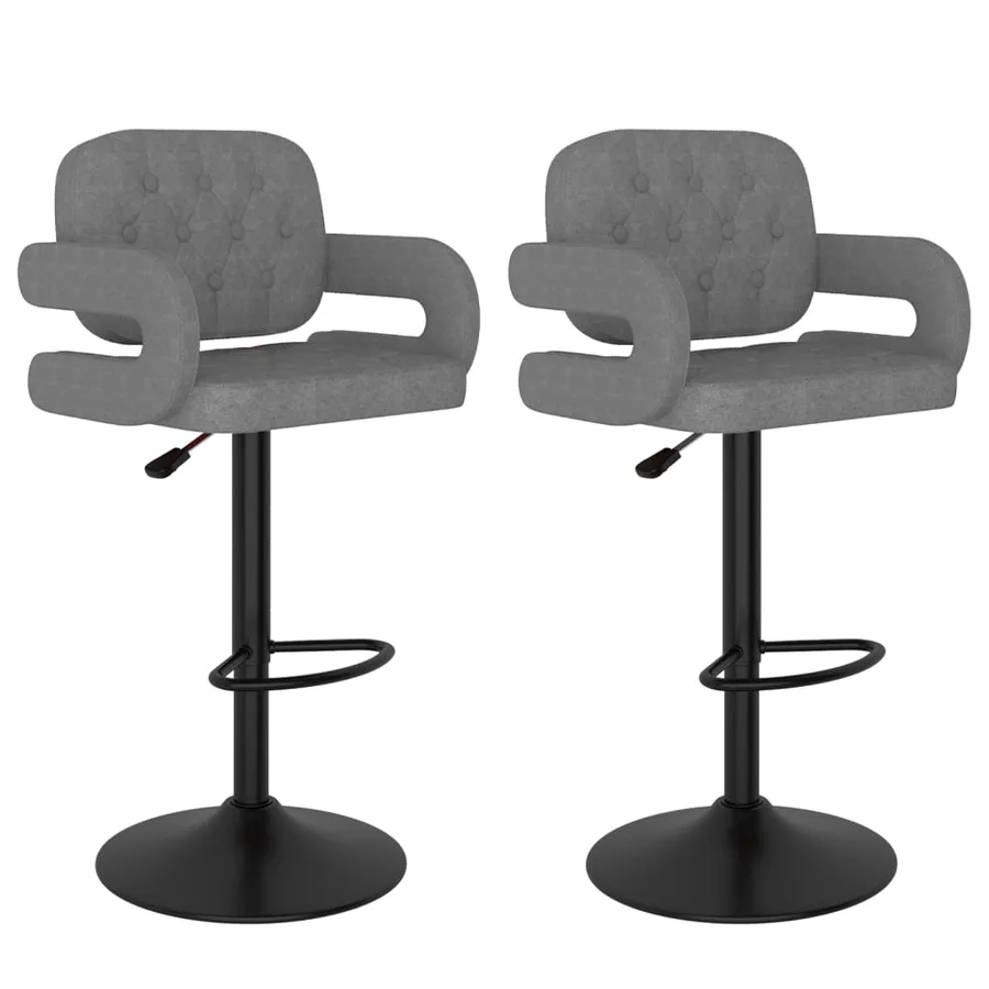 Tabourets de bar lot de 2 gris clair tissu - 2