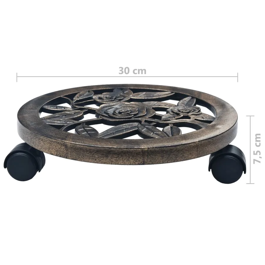 Chariots pour plantes 6 pcs Bronze 30 cm Plastique - 5