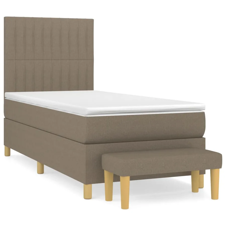 Sommier à lattes de lit avec matelas Taupe 90x200 cm Tissu - 2