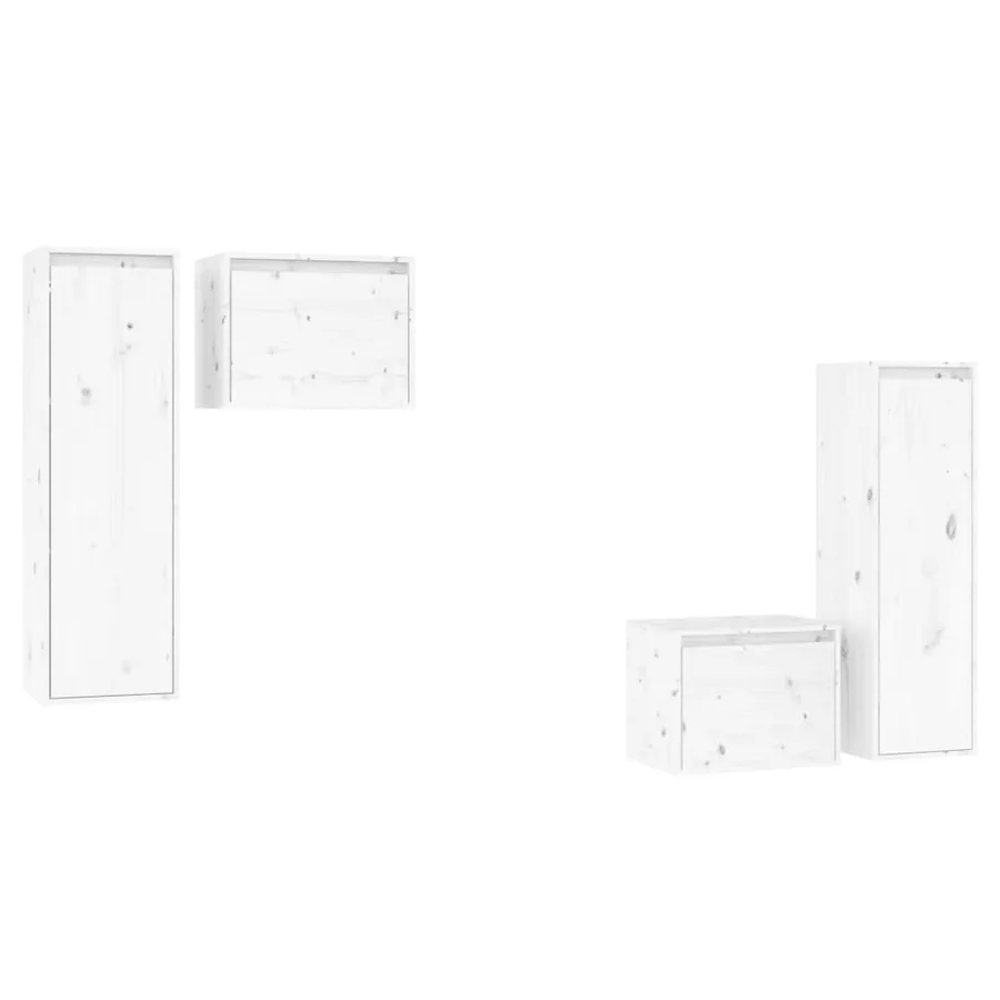 Meubles TV 4 pcs Blanc Bois massif de pin - 2