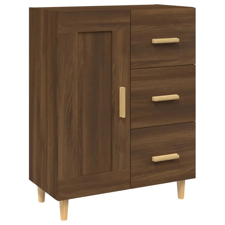 Buffet Chêne marron 69,5x34x90 cm Bois d'ingénierie - 2