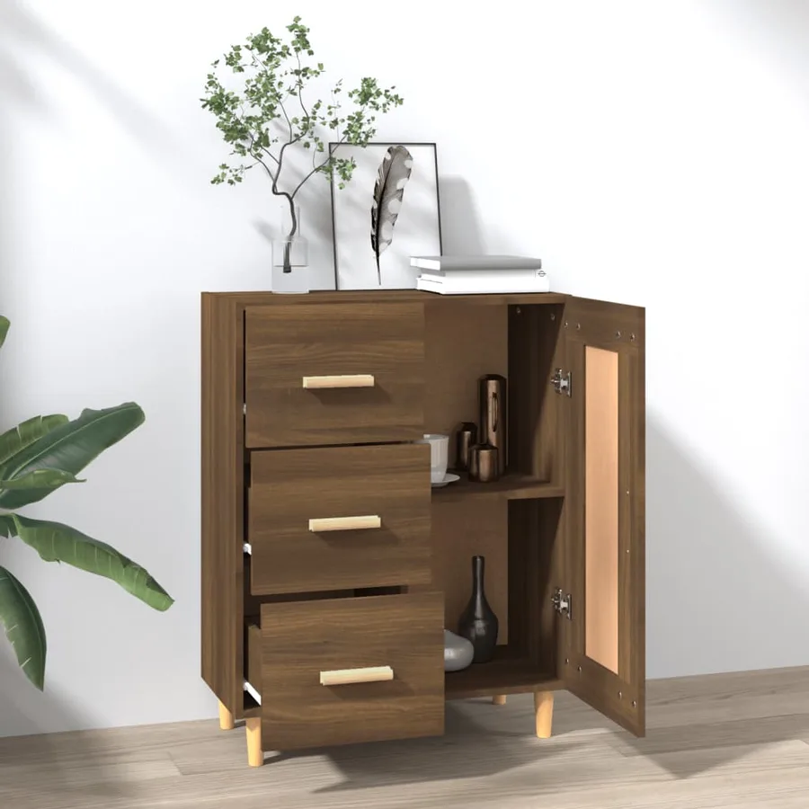 Buffet Chêne marron 69,5x34x90 cm Bois d'ingénierie - 3