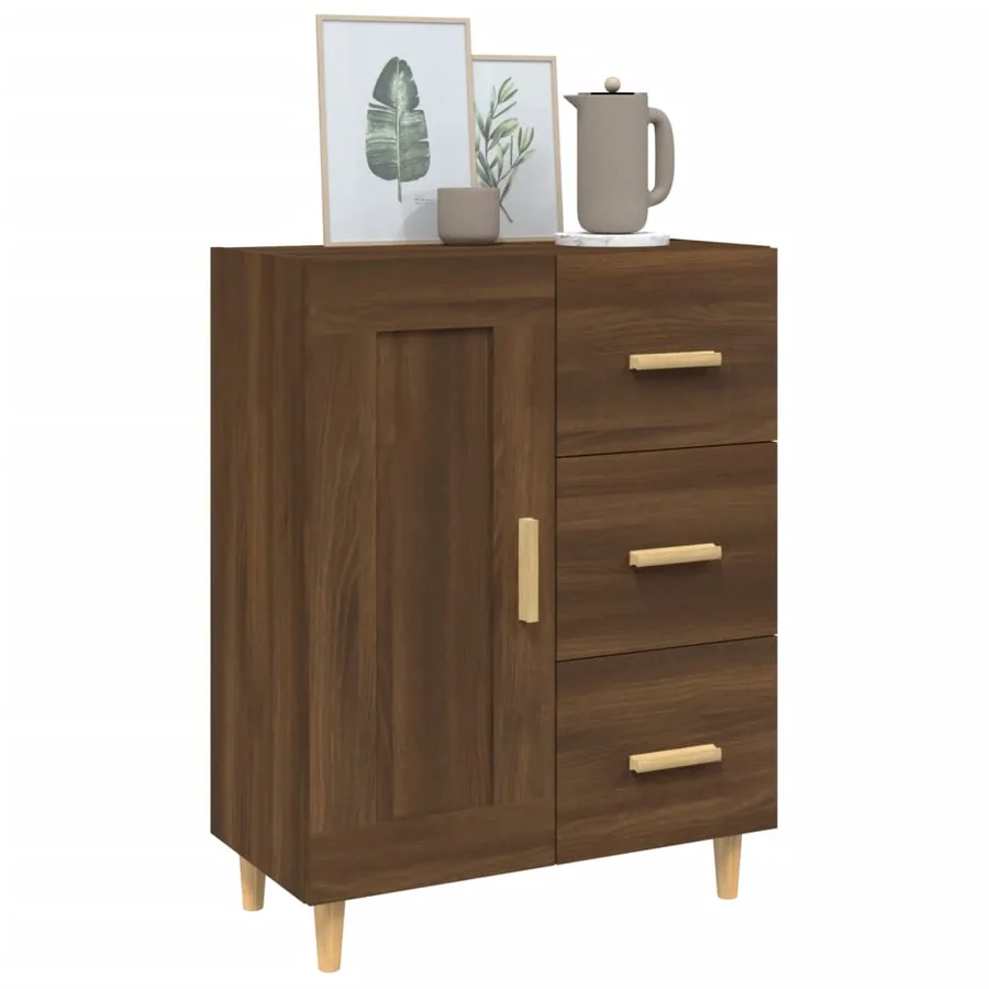 Buffet Chêne marron 69,5x34x90 cm Bois d'ingénierie - 4