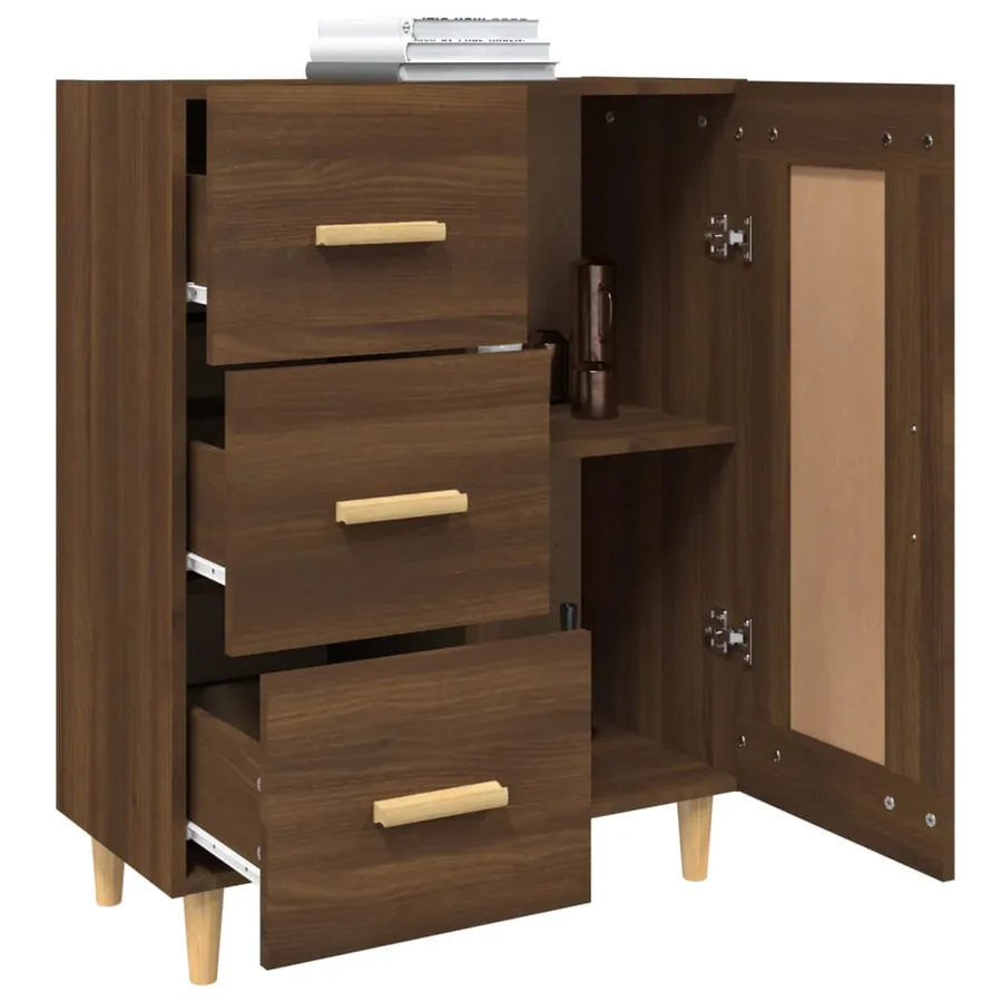 Buffet Chêne marron 69,5x34x90 cm Bois d'ingénierie - 5