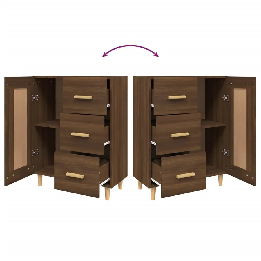 Buffet Chêne marron 69,5x34x90 cm Bois d'ingénierie - 9
