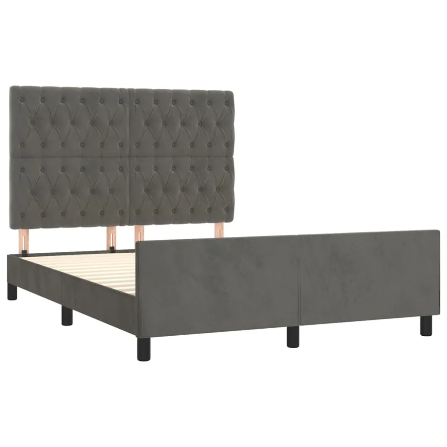 Cadre de lit sans matelas gris foncé 140x200 cm velours - 4