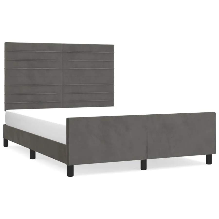 Cadre de lit sans matelas gris foncé 140x200 cm velours - 2
