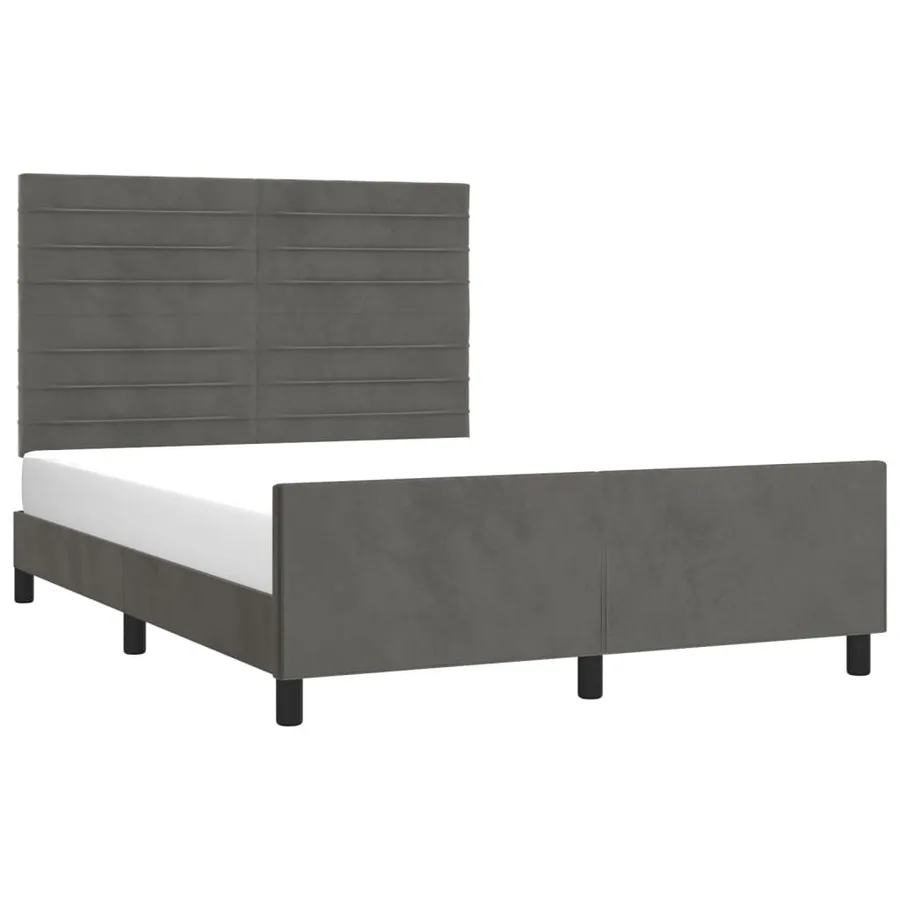 Cadre de lit sans matelas gris foncé 140x200 cm velours - 3