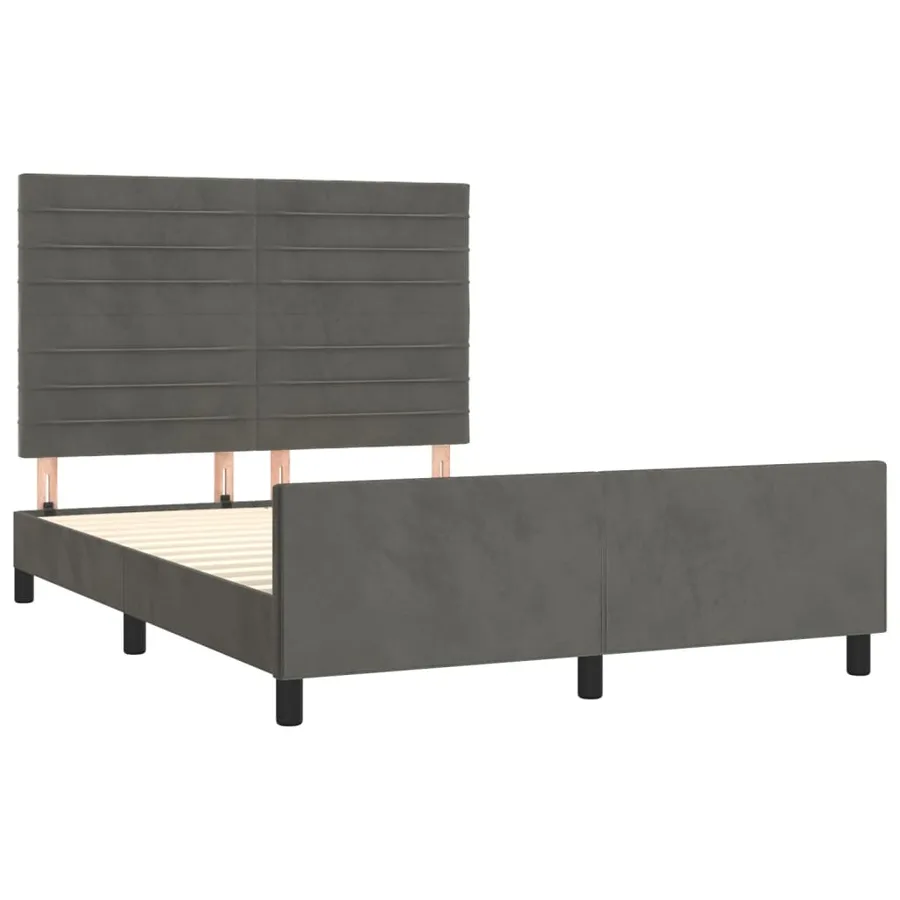 Cadre de lit sans matelas gris foncé 140x200 cm velours - 4