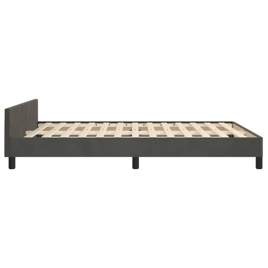Cadre de lit sans matelas gris foncé 140x200 cm velours - 7
