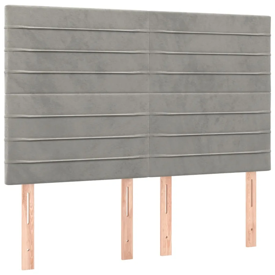 Cadre de lit sans matelas gris clair 140x190 cm velours - 8