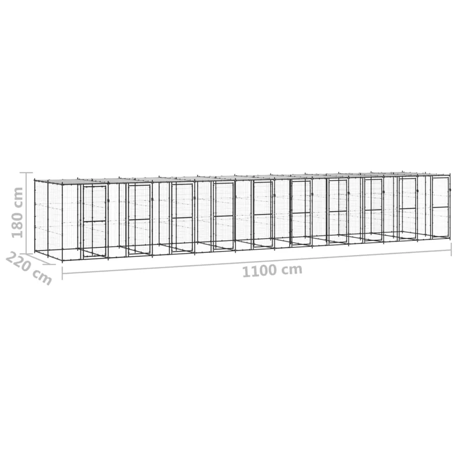 Chenil extérieur Acier avec toit 24,2 m² - 6