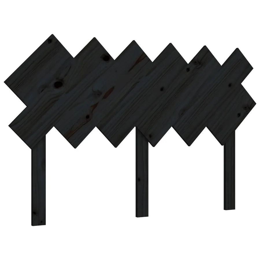 Tête de lit Noir 132x3x81 cm Bois massif de pin - 2