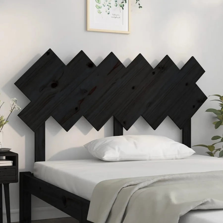 Tête de lit Noir 132x3x81 cm Bois massif de pin - 3