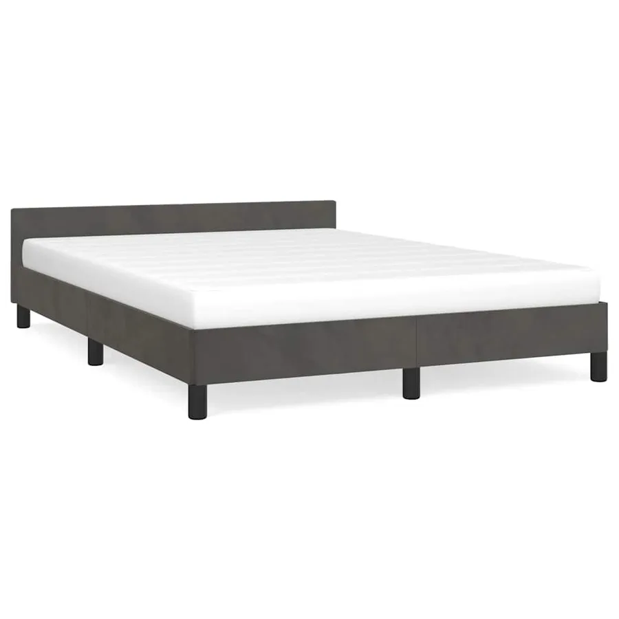 Cadre de lit sans matelas gris foncé 140x190 cm velours - 2