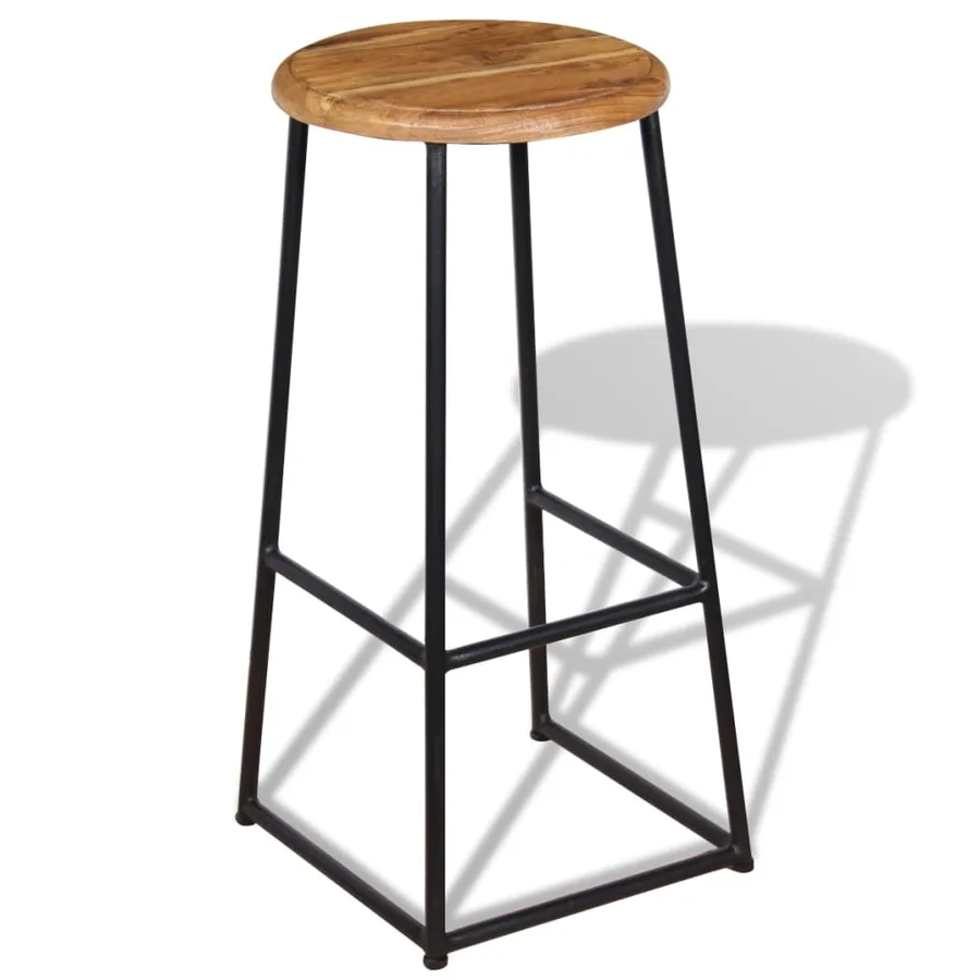 Tabourets de bar lot de 2 bois de teck massif - 3