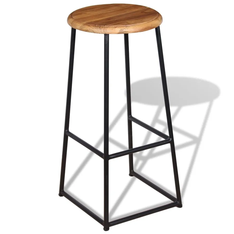 Tabourets de bar lot de 2 bois de teck massif - 4