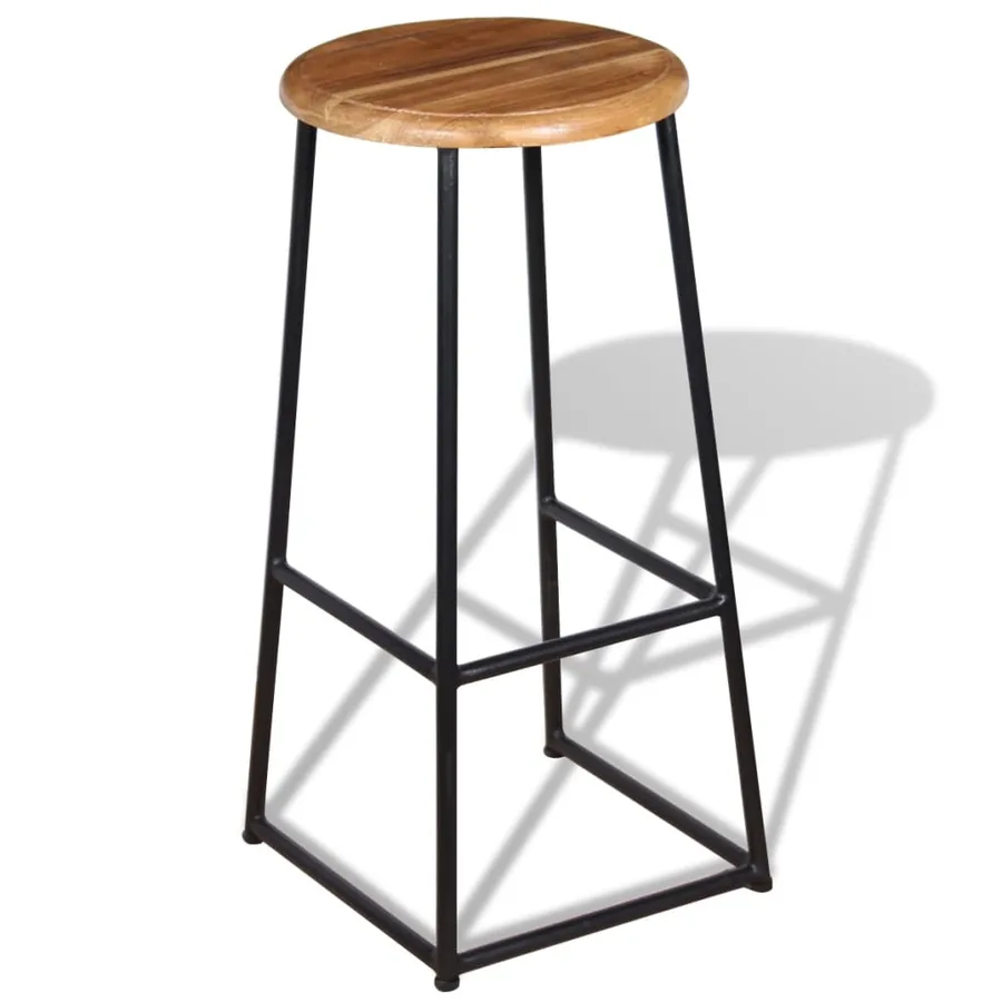 Tabourets de bar lot de 2 bois de teck massif - 5
