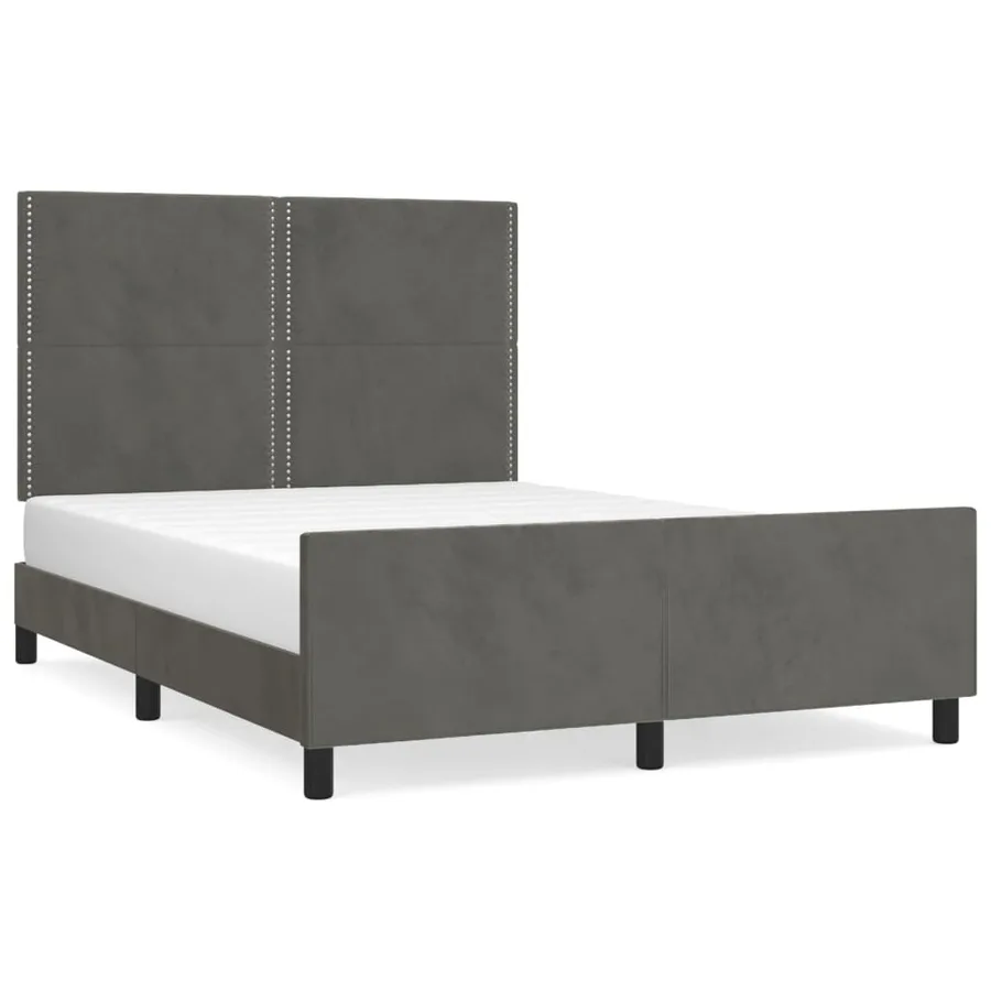 Cadre de lit sans matelas gris foncé 140x190 cm velours - 2