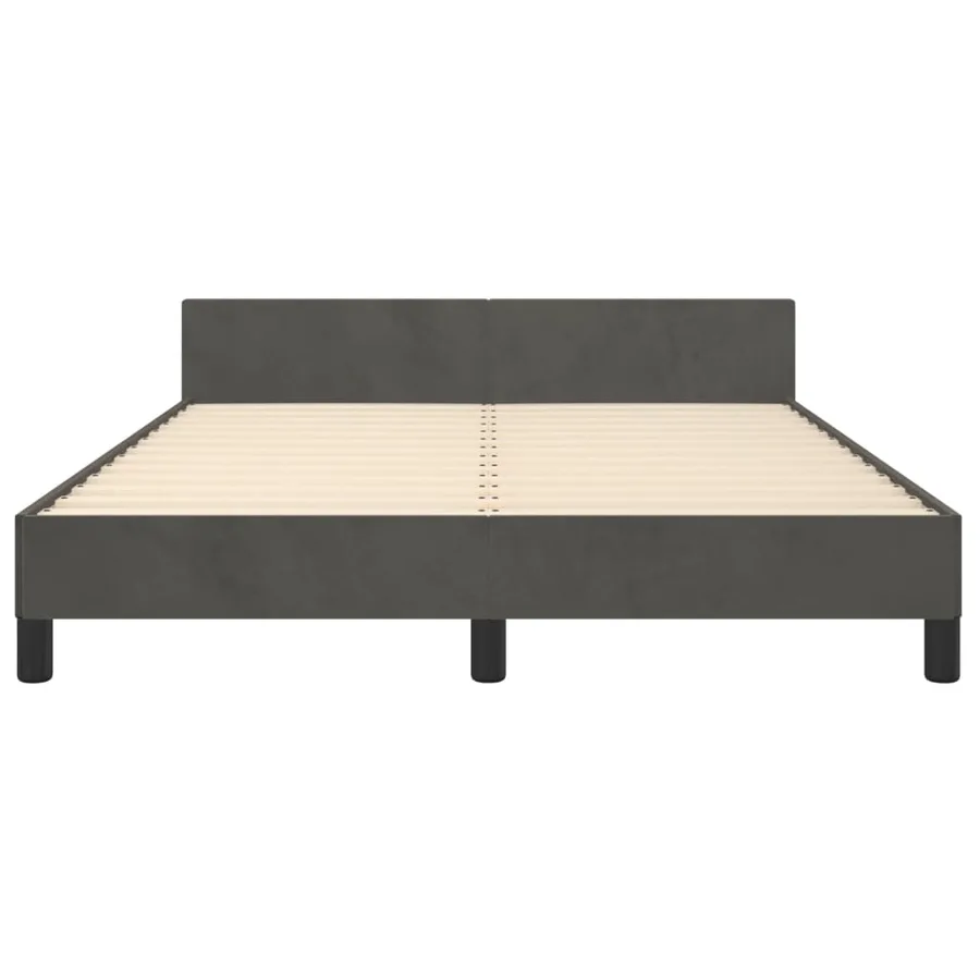 Cadre de lit sans matelas gris foncé 140x190 cm velours - 6