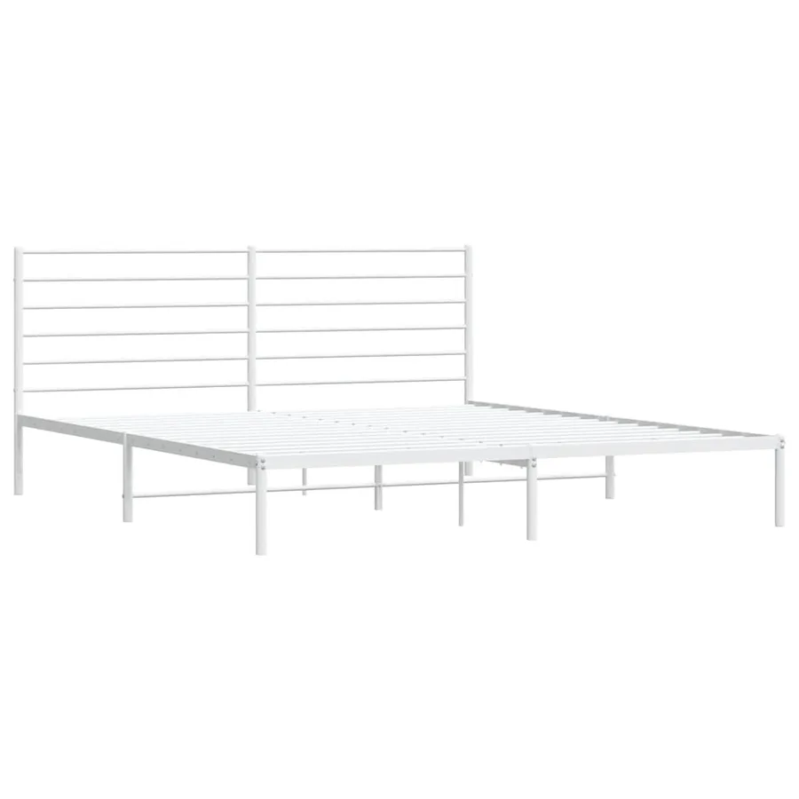 Cadre de lit métal sans matelas et tête de lit blanc 200x200 cm - 3