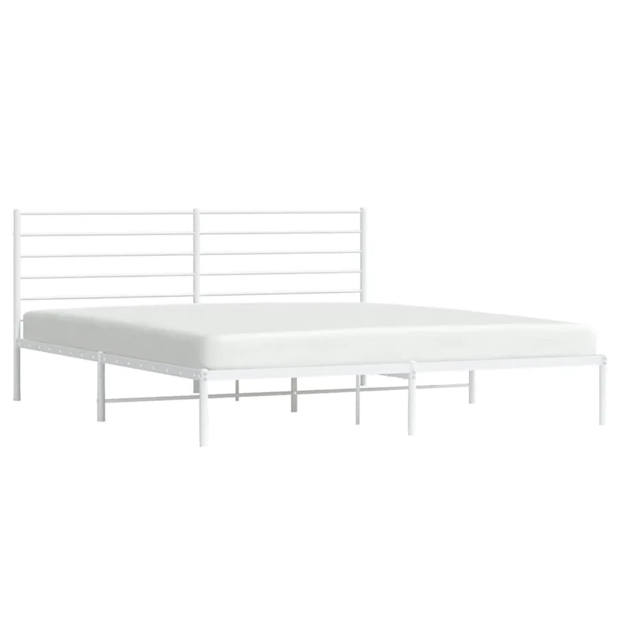 Cadre de lit métal sans matelas et tête de lit blanc 200x200 cm - 5