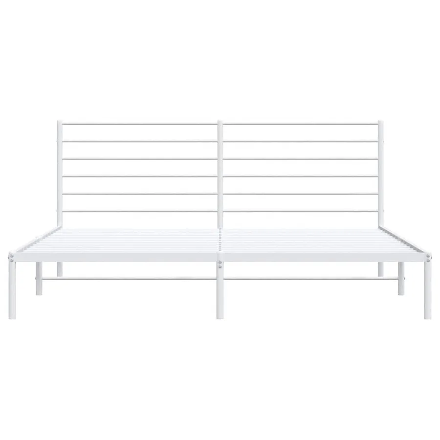 Cadre de lit métal sans matelas et tête de lit blanc 200x200 cm - 6
