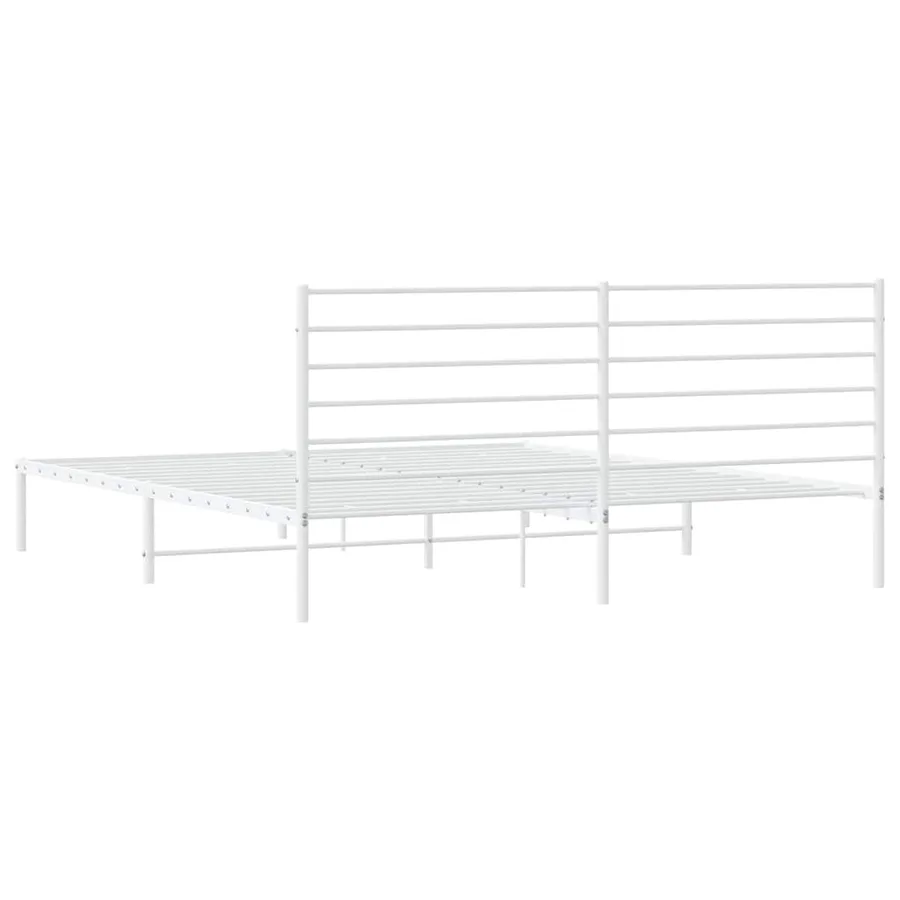 Cadre de lit métal sans matelas et tête de lit blanc 200x200 cm - 8