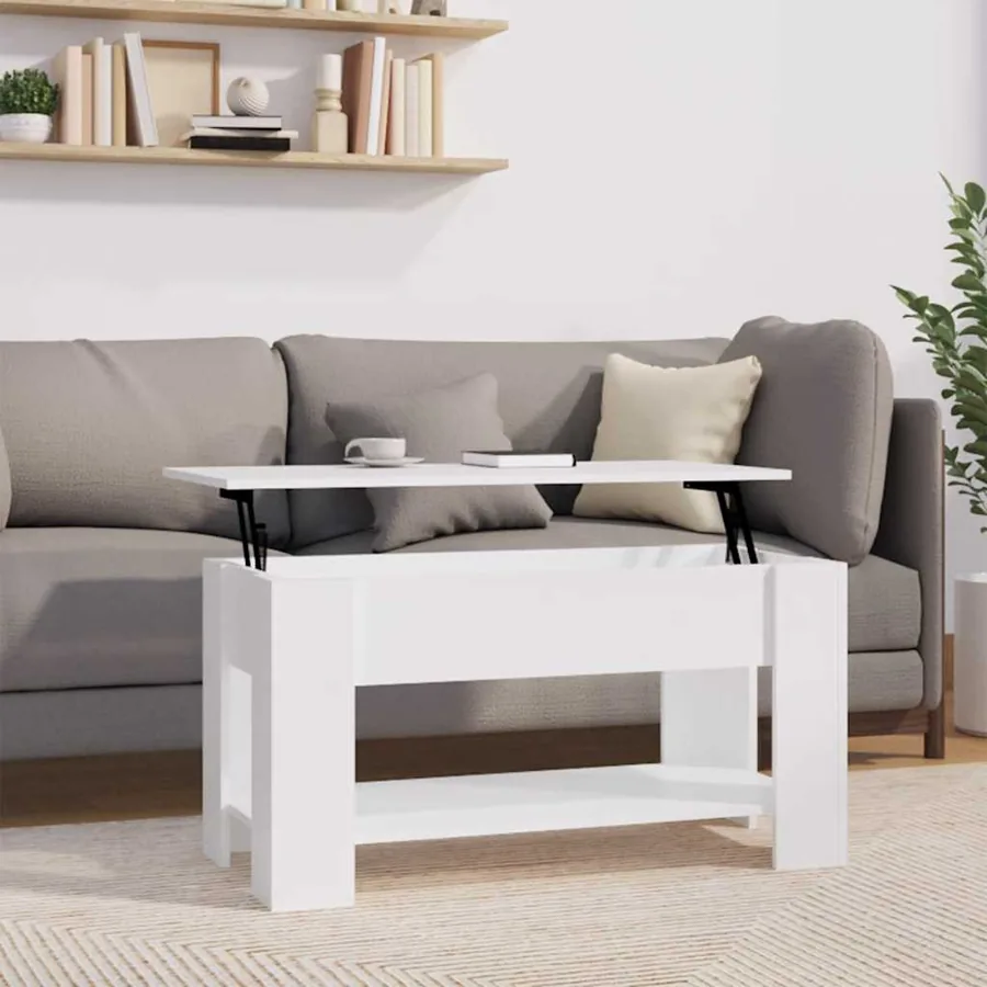 Table basse blanc 101x49x52 cm bois d'ingénierie