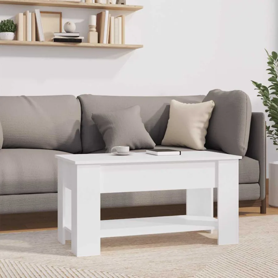 Table basse blanc 101x49x52 cm bois d'ingénierie - 3